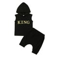 thumbnail image 1 of Débardeur Sans Manches à Capuche pour Bébé Garçon avec Imprimé de Lettres « King » + Short Uni, 1 of 8