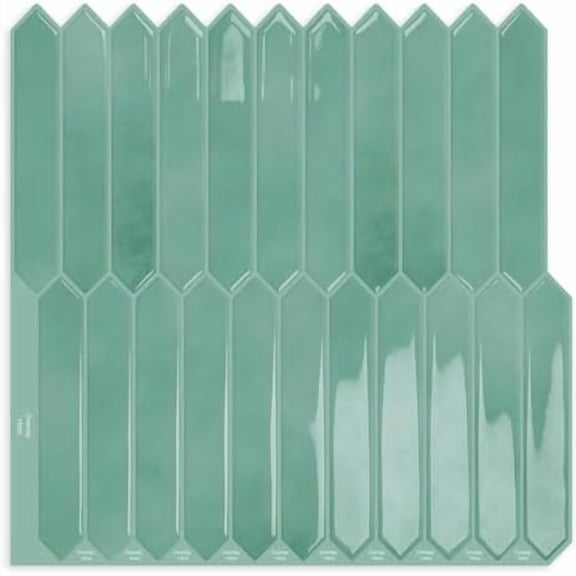 Cyan Long Hexagon Tile Peel and Stick Backsplash, 10 Sheets Self-Adhesive Wall Tiles Stick on Back Splash for Kitchen, Bathroom, Fireplace,RV(12"12")