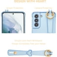 thumbnail image 2 of Samsung Galaxy S22 Plus 5G Case with Kickstand,Luxury Cute Plating Edge Love Hearts Pattern Wrist Strap Finger Holder for Girls Women,Soft Shockproof Cover for Galaxy S22 Plus 6.6",Blue, 2 of 9
