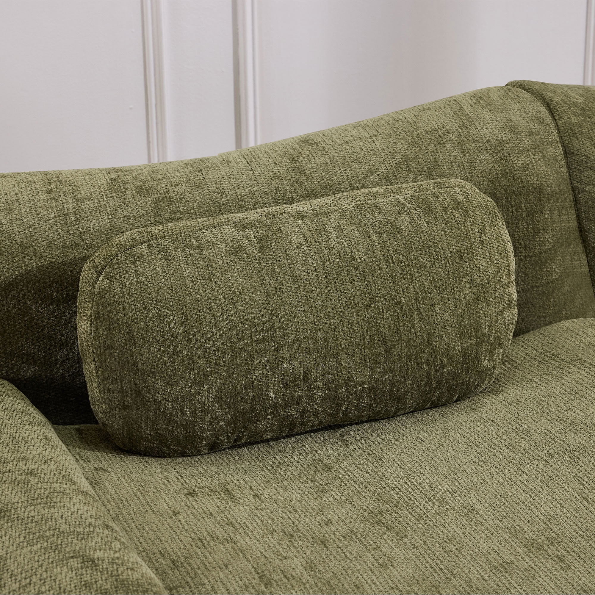 MAYEERTY 3+1 Seat Modular L-Shaped Sectional Sofa with Ottoman, Chenille Upholstered Deep Seat Couch with 3 Throw Pillows, No Assembly for Living Room Bedroom Apartment Small Spaces