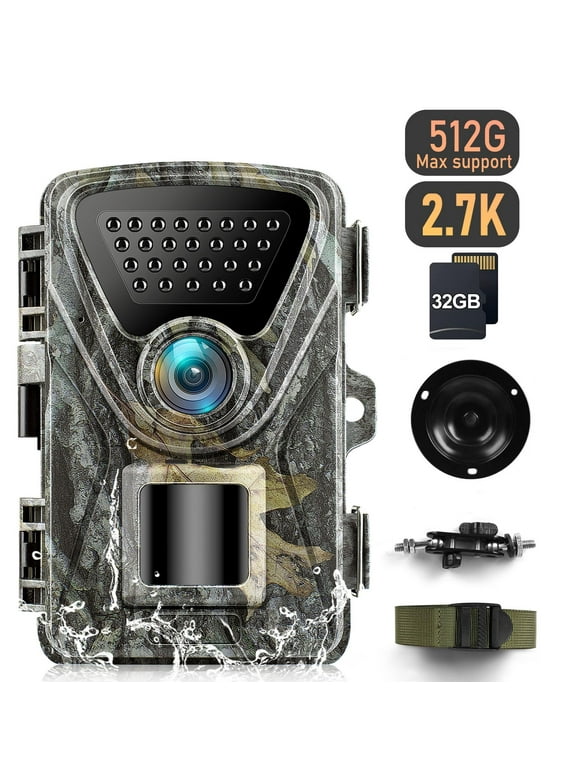 2.7K 28MP Infrared Trail Cameras, UCANFIX 1520P 512G Wildlife Camera with Night Vision, 1080P Hunting Game Camera, 0.2s Trigger Speed with SD Card