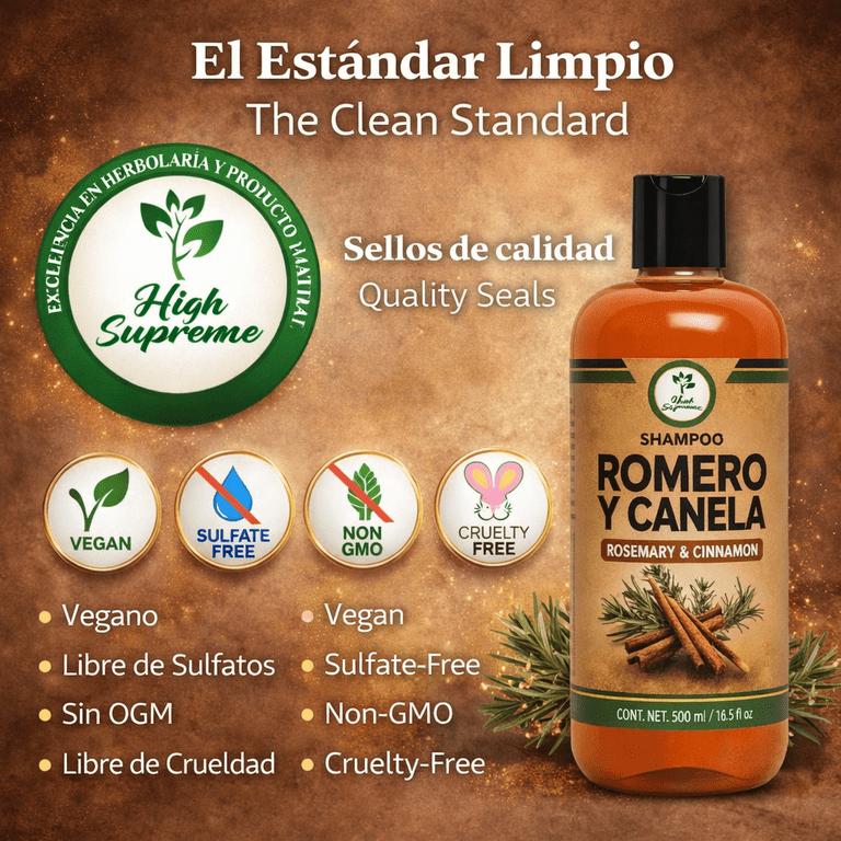 HIGH SUPREME Rosemary and Cinnamon Shampoo, 16.9 fl oz, Nourishes