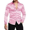 thumbnail image 2 of Dpytoraw Men Glossy 70 Vintage Disco Long Sleeve Shirt Casual Men Long Sleeve Top, 2 of 5