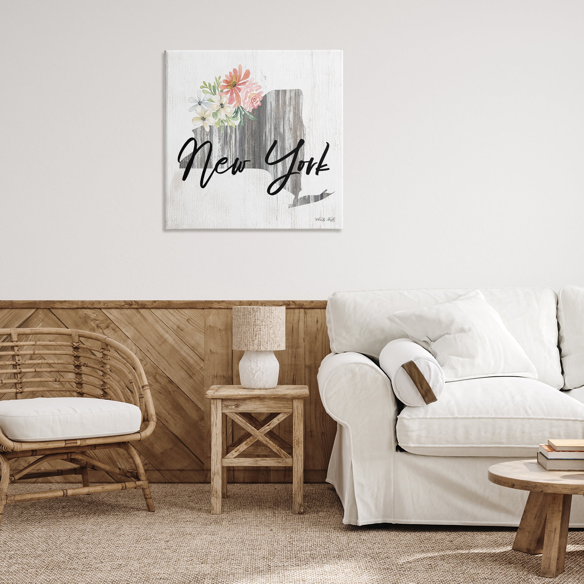 Stupell Industries Shabby Chic New York Botanical & Floral Painting Gallery Wrapped Canvas Art Print Wall Art, 30 x 30