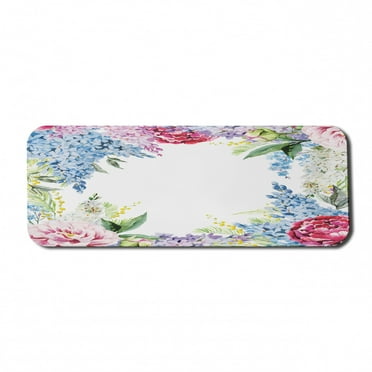 Flower Computer Mouse Pad, Springtime Fragrance Garland Bunch of Flowers Lilac Lavender Rose Peony Print, Rectangle Non-Slip Rubber Mousepad Large, 31" x 12" Gaming Size, Multicolor, by Ambesonne