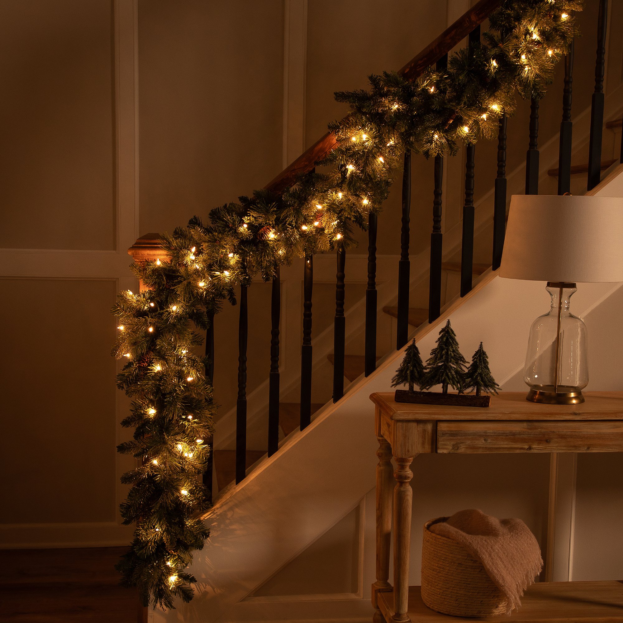 Pre-Lit Flocked Mixed Pine and Pine Cones Artificial Christmas Garland - 9' x 14" - Clear Lights