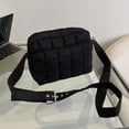 thumbnail image 1 of Bolso de hombro para mujer acolchado acolchado bordado hilo bolsas de mensajero (negro) Sywqhk Para Estrenar, 1 of 8