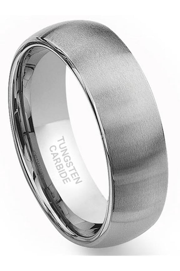 Tungsten Carbide 8mm Brushed Dome Wedding Band Ring Sz 6.0