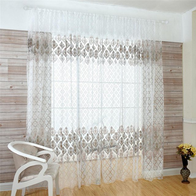Pantalla De Ventana De Gasa Flor balcón tul estilo campestre fresco suave para la decoración de la sala de estar del dormitorio Likrtyny Libre de BPA