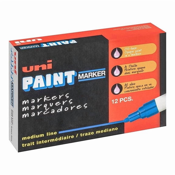 Uni-Paint Permanent Marker, Medium Tip, Orange Color Family, Paint, 12 PK 63607