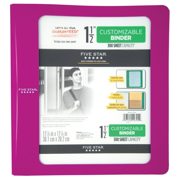 Five Star 1 1/2" Customizable Plastic Binder, Royal Purple (72500