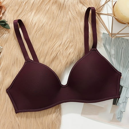 HOMBOM Women Bras Wireless Daily Wear Plus Size Wire-Free Lightly Lined Purple Balconette Bra Daily Bra 46C