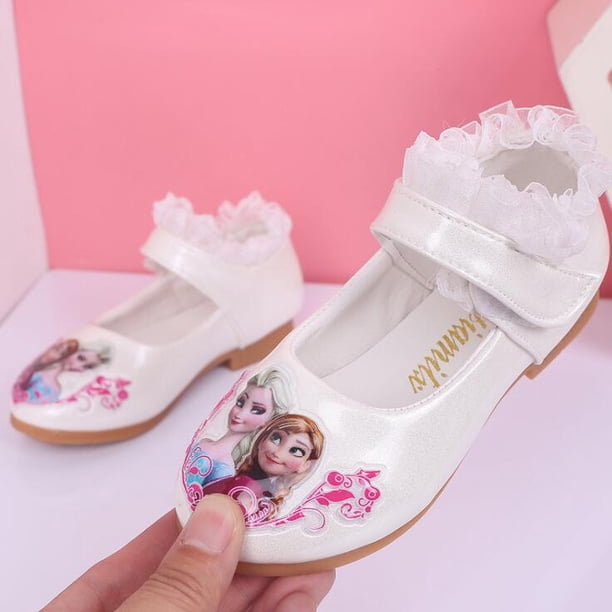 Disney nuevos niños Frozen blanco rosa zapatos casuales niñas Sofía princesa suave dibujos animados zapatos niños fiesta zapatillas tamaño 26-3526 Gao Jinjia LED
