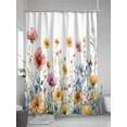 thumbnail image 5 of Summer Floral Shower Curtain, Watercolor Wildflower Rustic Bathroom Decor Curtains Set with Hooks, Pink Red Yellow Waterproof Fabric Home Accessories， 72 X 78 Inch Long, 5 of 6