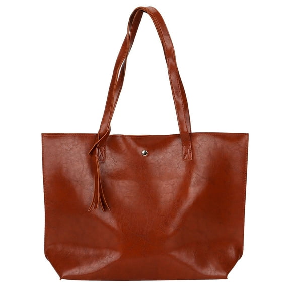 Deago Women Tote Bags Top Handle Satchel Handbags PU Faux Leather Tassel Shoulder Purse (Brown)