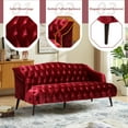 thumbnail image 6 of FFH 3-Seater Velvet Lounge Sofa with Tufted Backrest & Deep Seat Cushion, Comfy Upholstered Couch with Wood Legs, 73.25"*33.25"*32.5", 6 of 9