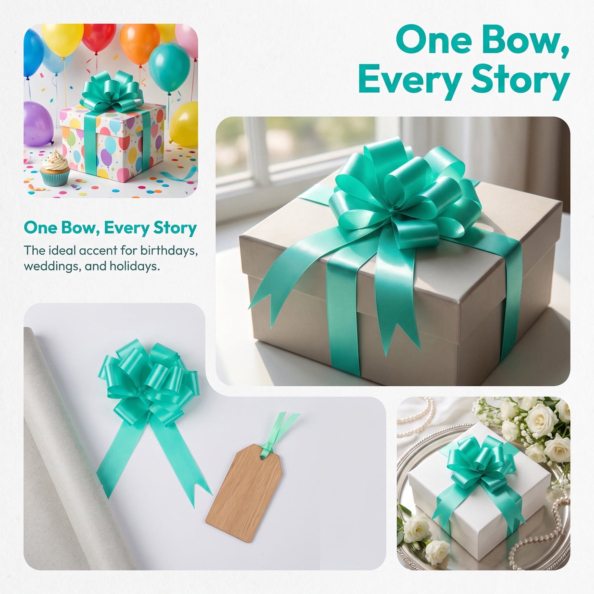 Unique Bargains Crush-Resistant Metallic Bows for Gift Wrapping and Decoration Green