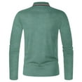 thumbnail image 3 of Homeyce Long Sleeve Polo Shirts for Men Button Contrast Collared Shirts Business Casual Work Office Lightweight Polo Sweatshirt Solid Color Long Sleeve Pullover Shirts,Light Green M, 3 of 4
