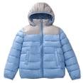 thumbnail image 2 of Boy Winter Coat with Hooded Puffer Jacket Kids Color Block Coat Zipper Long Sleeve Lightweight Waterproof Jacket Kids Boys Jacket Size 15-16 Years, 2 of 9