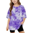 thumbnail image 1 of DecSea T-Shirt à Manches Courtes pour Filles, Été, Col Rond Imprimé, Décontracté, Basique, 5-14 Ans, 1 of 8
