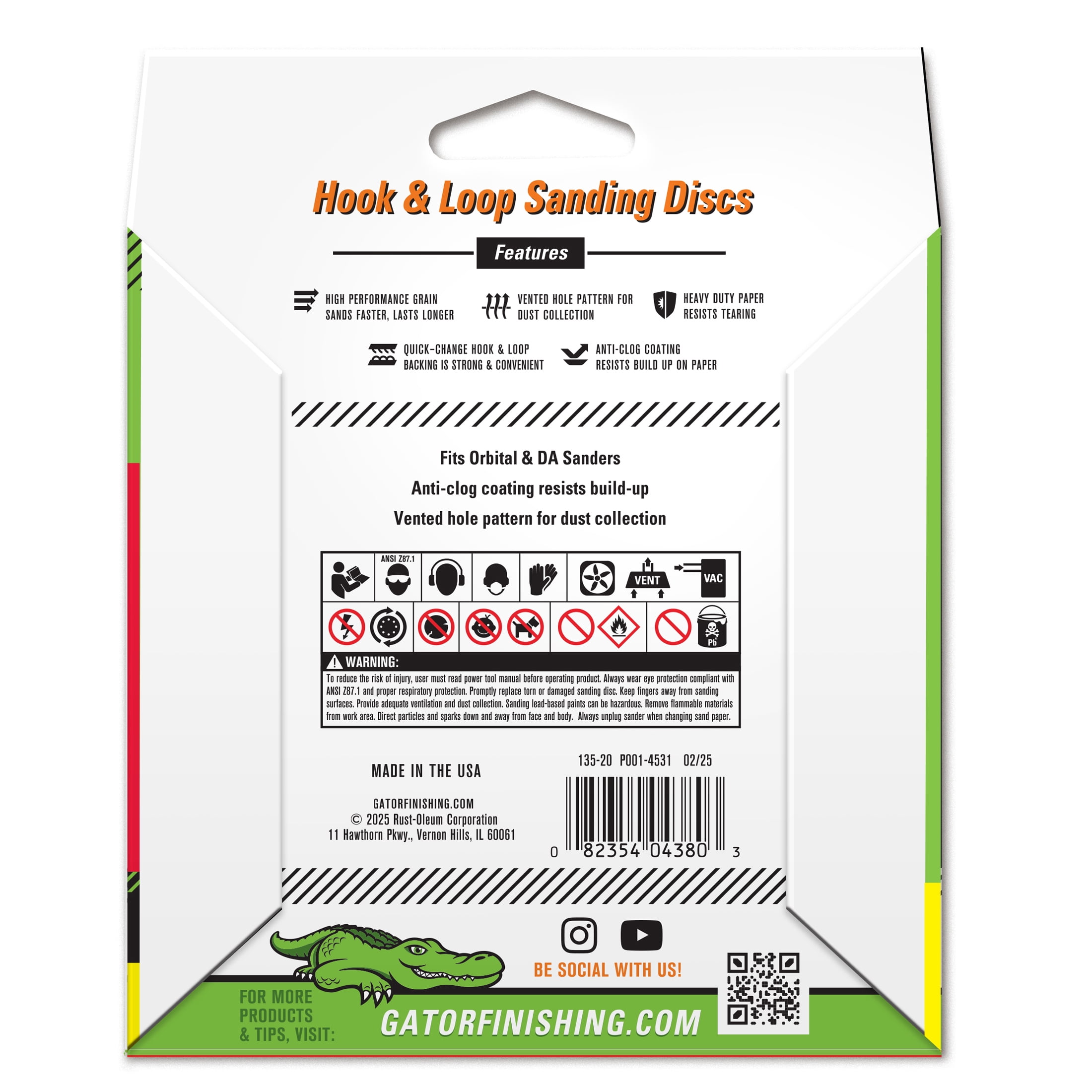 Gator 438004 5 in Coarse 60 Grit Hook & Loop Sanding Discs, 12 Pieces