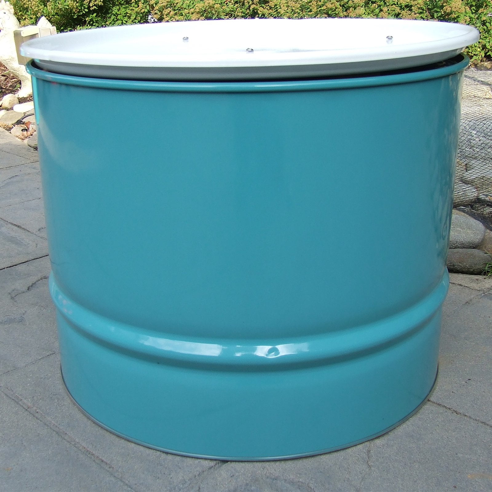 Drum Works Furniture Round Coffee Table Turquoise White