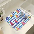 thumbnail image 4 of Yayeee Dish Drying Mat for Kitchen Counter 16" x 18" Microfiber Super Absorbent Coffee Decorative Pad, Blue Hand Drawn Sailboats, 4 of 9