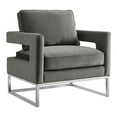 thumbnail image 1 of TOV Furniture Avery Chaise Moderne de 20 Pouces en Velours et Acier Inoxydable, Gris/argent, 1 of 6