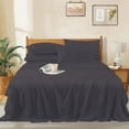 thumbnail image 3 of 100% Egyptian Cotton Bed Sheets - 1000 TC 4-Piece Sheet for Bed, Sateen Weave, Luxury Hotel Sheets, Fits Mattress Upto 18" Deep Pocket - Twin XL Size - Dark Grey Solid, 3 of 8