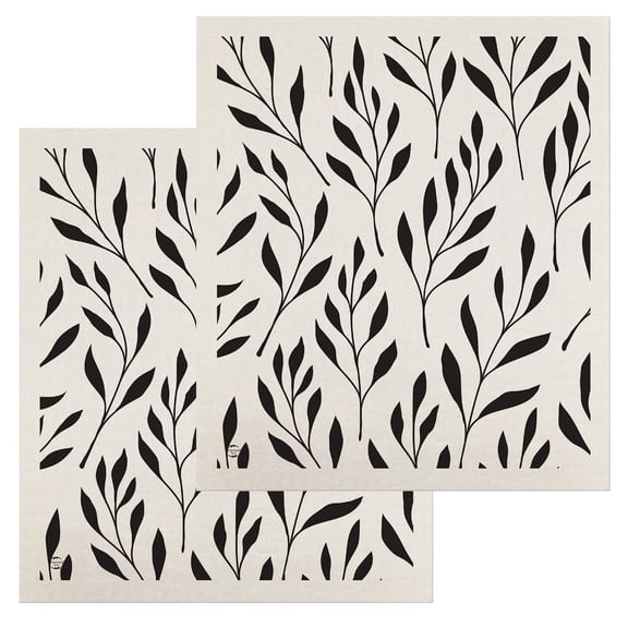 Briarwood Lane Black and White Leaves Swedish Dishcloth (2-pack)