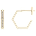 thumbnail image 2 of ANGARA Natural Diamond Hexagonal Hoop Earrings in 14K Yellow Gold for Women (Size-0.9mm| Color-I-J| Clarity-I1-I2) | April Birthstone, Anniversary, Jewelry Gift for Women | Natural Diamond Earrings, 2 of 8