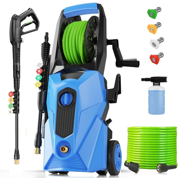 5000PSI Electric Pressure Washer, 2025 New 2.8GPM High Power Washer with 33 ft Extension Hose, Professional Washer Cleaner, Hose Reel, 4 Quick Connect Nozzles Foam Cannon,120V