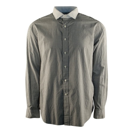 Men's Checked Poplin Long Sleeve Shirt-BW-M