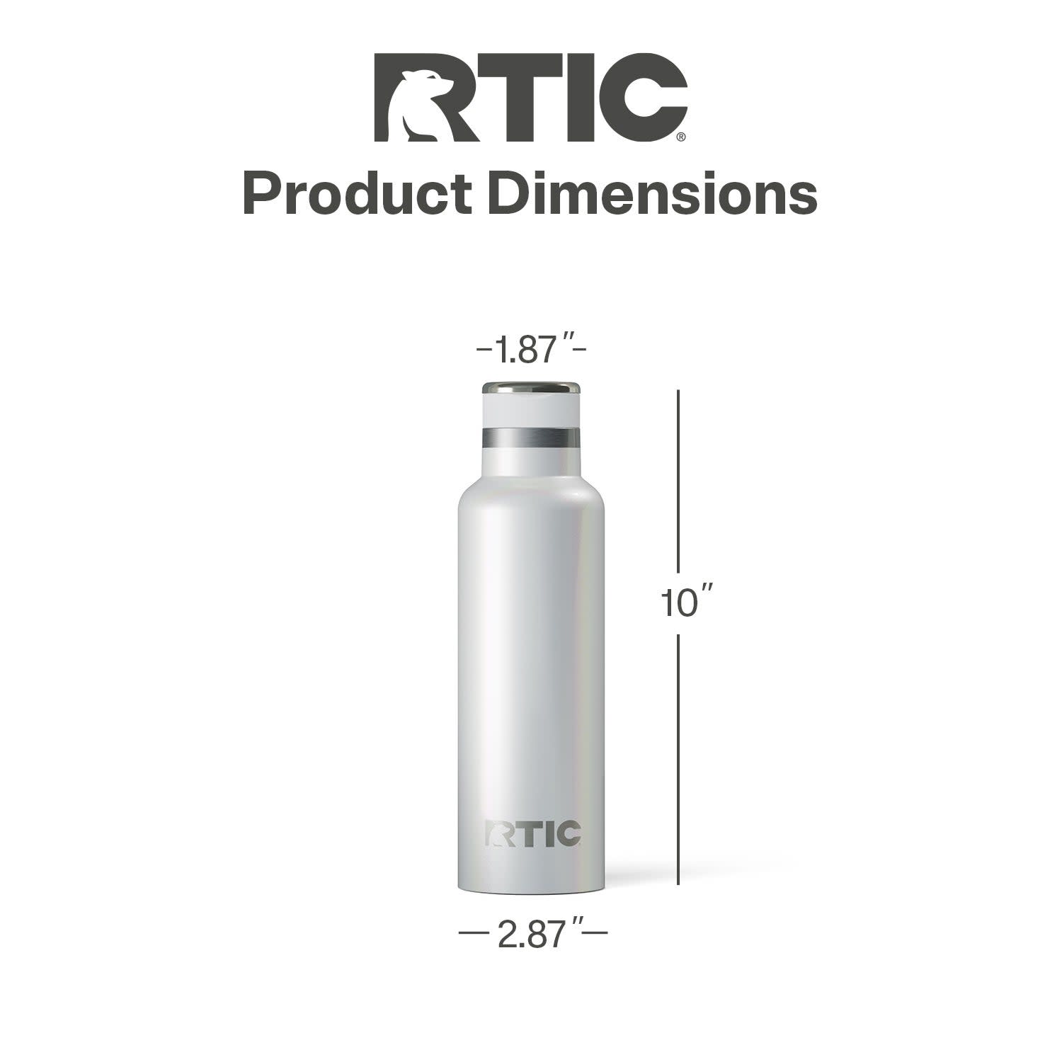 RTIC 20 oz Ceramic Lined Insulated Journey Water Bottle, Leak-Proof Lid, Cool Grey Glitter