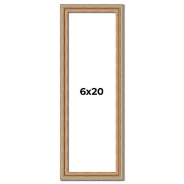 6x20 Frame Brown 60's Wooden Cabinet Solid Wood Picture Frame | 1 Inch Moulding Width | Complete