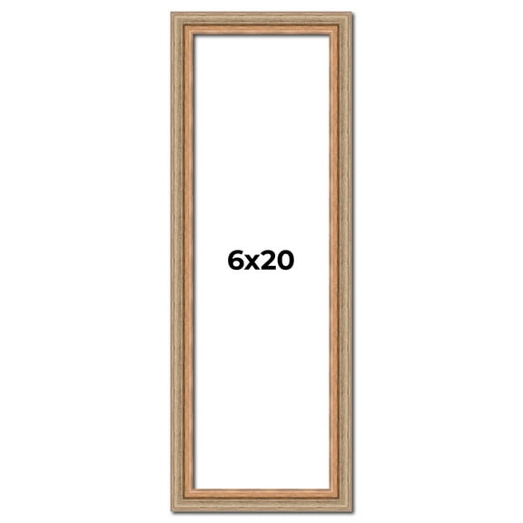6x20 Frame Brown 60's Wooden Cabinet Solid Wood Picture Frame | 1 Inch Moulding Width | Complete