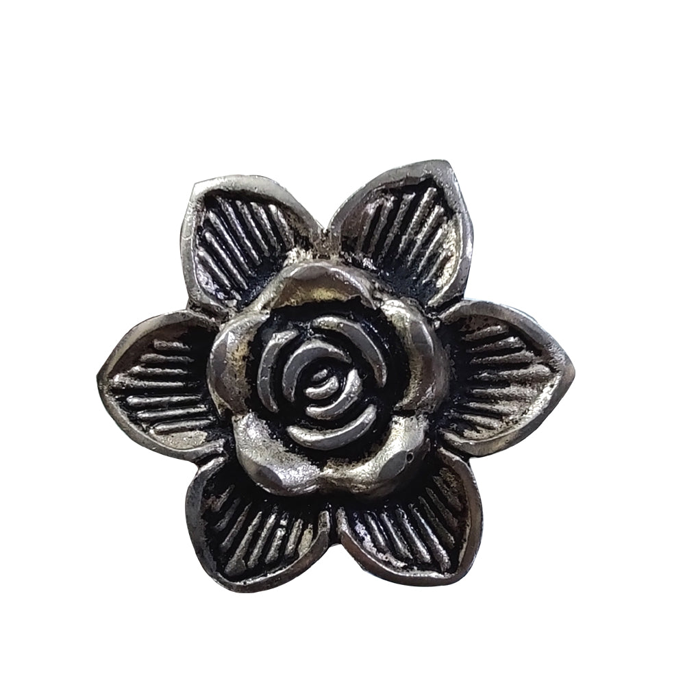 Perilla Home Set of 6 Floral Silver Metal Knobs Pull And Push For Handles Cabinet Door Home Interior Decorative Knobs for Home Kitchen Cupboard Bedroom Dresser Wardrobe Drawer Pulls