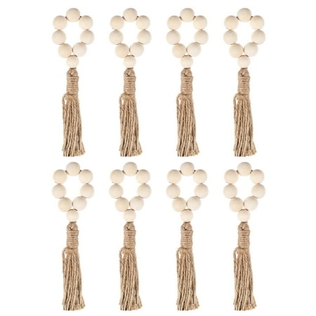 

8pcs Wooden Bead Tassel Napkin Ring Handmade Napkin Buckle Wedding Table Decor