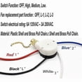 thumbnail image 5 of 1PCS Ceiling Fan Lights Switch ZingEar ZE-208S E89885 3 Speed 4 Wire Fan Switch Pull Chain ,Fan Lig.., 5 of 5