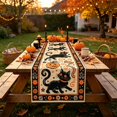 thumbnail image 4 of Vintage Halloween Table Runner Halloween Decor, Retro Linen Table Runner, Primitive Ghost Pumpkin Black Cat Bat, Seasonal Kitchen Dining Home Decor, 4 of 6