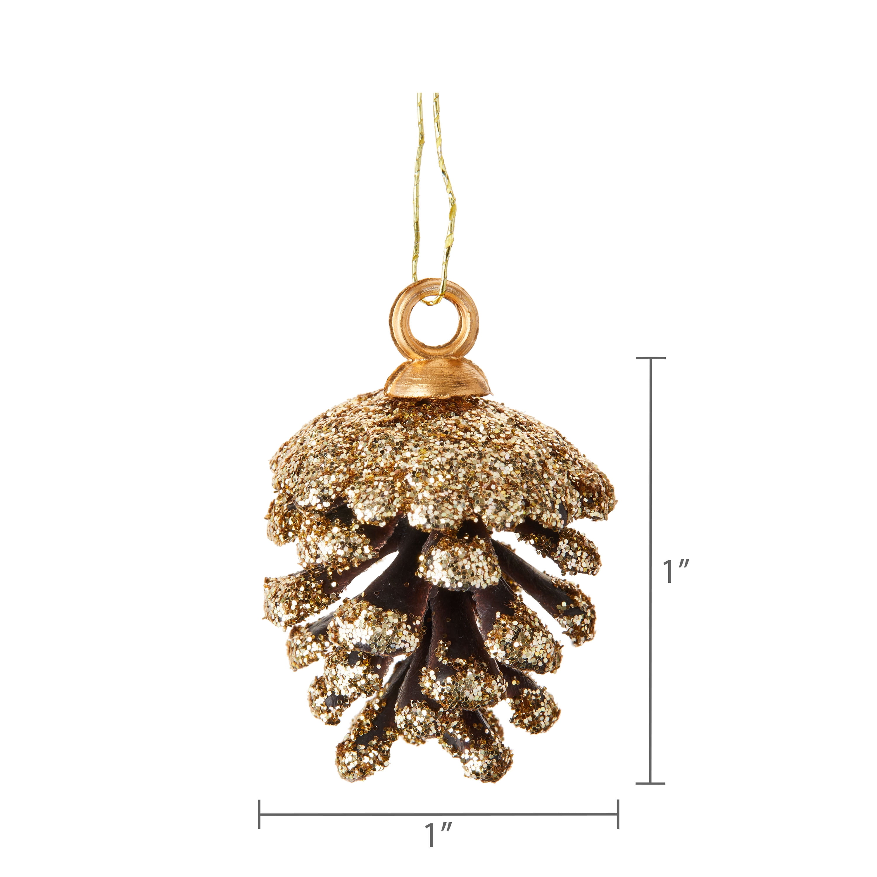 Gold Glitter Pinecone Mini Christmas Ornaments, 9 Count, by Holiday Time