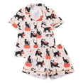 thumbnail image 2 of Halloween Pajamas Women European Cat Printed 2 Pc Short Sleeve Pocket Button Down Lapel Shirts Loose Casual Shorts Soft Sleepwear Comfort Loungewear Sets Woman White L, 2 of 9