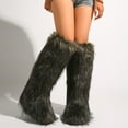 thumbnail image 3 of Women's Winter Solid Color Fluffy Faux Fur Knee High Snow Boots Girls's Outdoor Plush Warm Furry Long Boots Big Size, 3 of 5