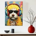 thumbnail image 3 of Poodle Wall Art - Funny Dog Canvas Canvas for Kids' Room 11x17inch - Colorful Puppy with Earphone Pictures Framed Ready to Hang, 3 of 4