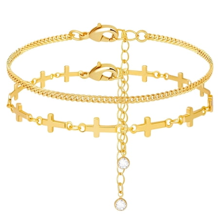 Guanglv Stackable Anklet Elegant Layered Chain Ankle Bracelet Adjustable Minimalist Jewelry