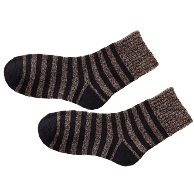 Calcetines de invierno para hombre Qarigey 5 pares media pantorrilla Rayas café