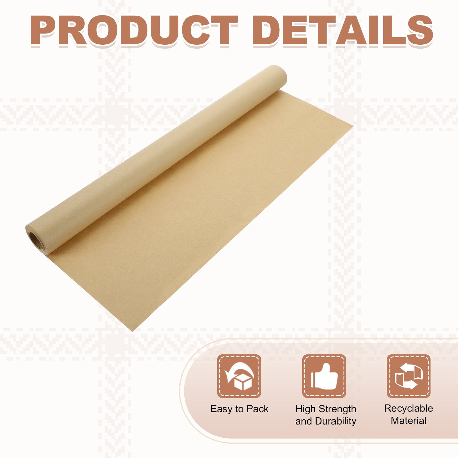 Uxcell Kraft Wrapping Paper, 19.7"x 393"(32.8') Decorative Paper Kraft Craft Paper for Gift Wrapping Bouquet Flower Bulletin Board Art Painting Craft Packaging Shipping, White 330GSM