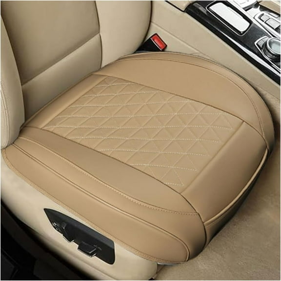 Leather Car Seat Cover, Auto Front Bottom Seat Cover Luxury Car Seat Protector Anti-Slip Waterproof Cushion Cover with Storage Pocket