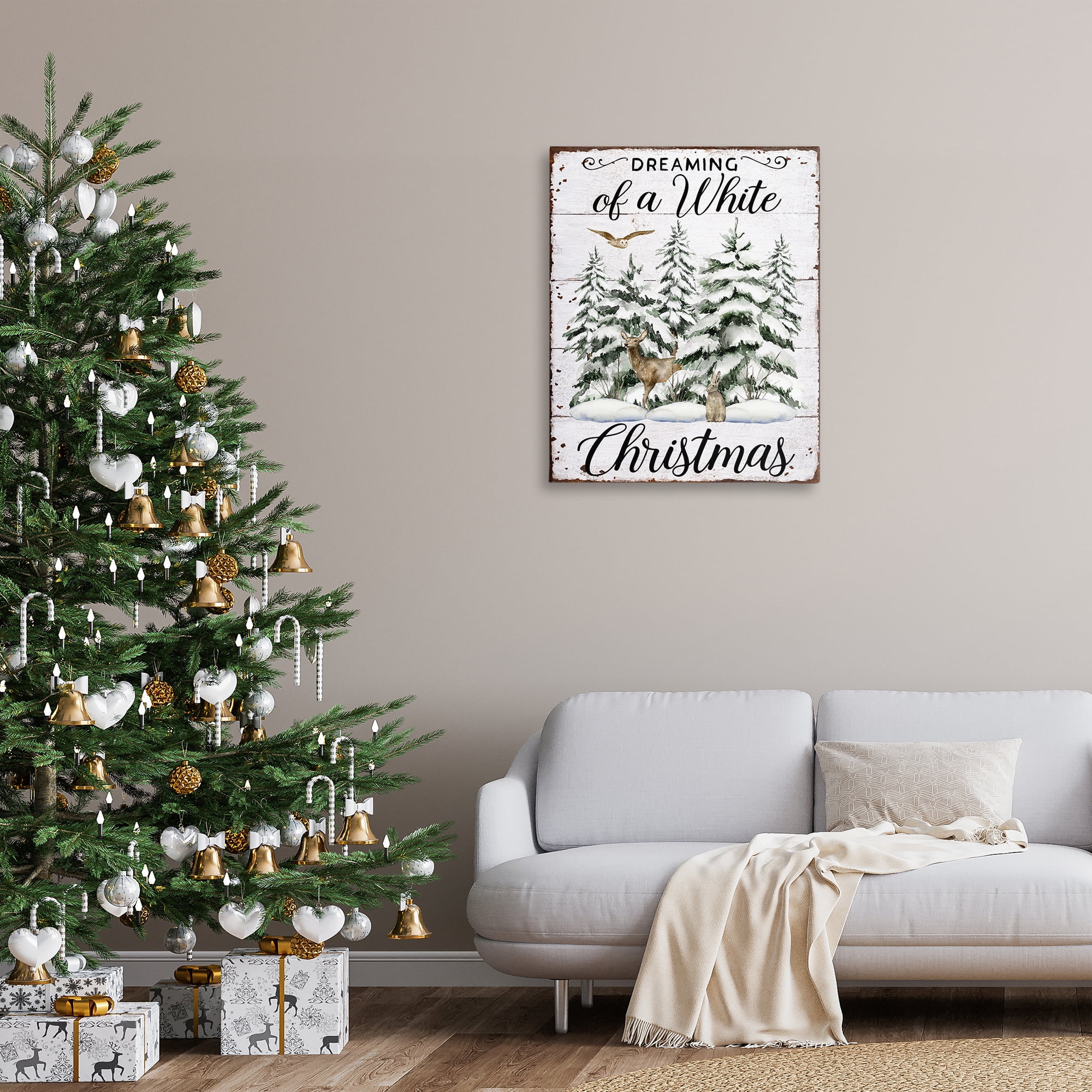 Stupell Industries White Christmas Forest Holiday Painting Gallery Wrapped Canvas Art Prints Wall Art, 30 x 40