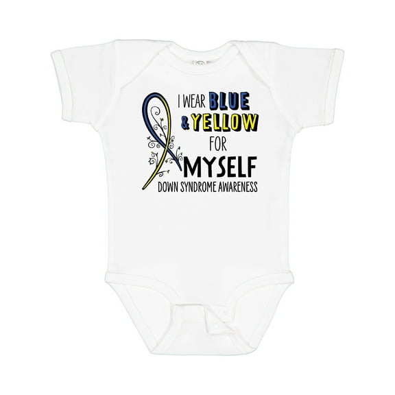 Inktastic I Wear Blue and Yellow for Myself- Down Syndrome awareness Boys or Girls Baby Bodysuit